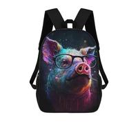 sinyumoney Colorful Pig Art Print-3 17 Inch Kids Backpack Fashion Fun Backpack Book Bag for Boys And Teenager 3D Printed for Boys