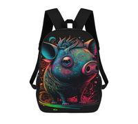 sinyumoney Colorful Pig Art Print Backpack School Rucksack Casual Daypacks School Work Travel Bag for Men, Women & Teenage Boys 17inch