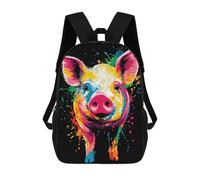sinyumoney Colorful Pig Portrait Rucksack Large School Backpack for Boys - Perfect for Travel, Work And Daily Use 17inch