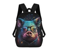 sinyumoney Colorful Pig with Glasses Art Print -3 Backpack School Bag Rucksack Casual Daypacks School Work Travel Bag for Teenage Girls Boys Women Men 17inch