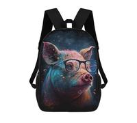 sinyumoney Colorful Pig with Glasses Art Print Kids Backpack, Backpack School Bag, Backpacks Kids School 3D Printed School Bags for Elementary And Middle School Students Teens Birthday Gift 17inch