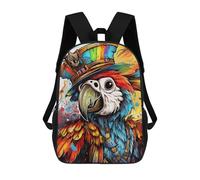 sinyumoney Colorful Pirate Parrot Artwork Backpack for School 3D Printed Boys Girls School BagChildren Bookbag Travel Rucksack 17inch