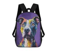 sinyumoney Colorful Pit Bull Painting Children's Backpacks School Backpack 3D Printed for Kids Travel Rucksacks Book Bags Kids 17inch School Bag