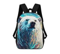 sinyumoney Colorful Polar Bear Illustration 3D Printed Children's School Backpack for Kids High Capacity Travel Rucksacks Book Bags Kids School Bag Back Pack 17inch