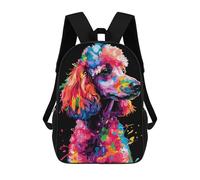 sinyumoney Colorful Poodle Art Backpack School Bag School Secondary High School College Backpack Travel for Teenage Girls Boys Women Men 17inch