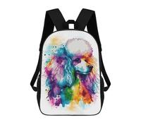 sinyumoney Colorful Poodle Painting 17 Inch Kids Backpack Fashion Fun Backpack Book Bag for Boys And Teenager 3D Printed for Boys