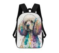 sinyumoney Colorful Poodle Watercolor Art Print Kids School Backpack 3D Printed Fashion School Bag Casual School Bag for Boys Elementary And Middle School Students 17inch