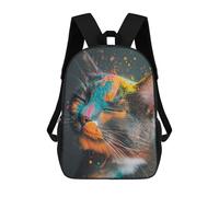 sinyumoney Colorful Powdered Cat School Backpack for Girls 17inch Casual Daypack Lightweight Rucksack Boy Girl Backpack for Middle School Students