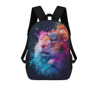 sinyumoney Colorful Powdered Hamster School Backpack Large Water Resistant Laptop Backpack for Girls Boys Teenage 17inch