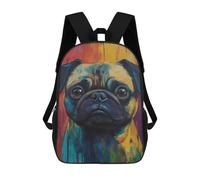 sinyumoney Colorful Pug Art Print-1 Backpack School Bag Lightweight Airport College Students Back Pack for School/Work/Travel 17inch