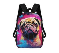 sinyumoney Colorful Pug Art Print-1 Backpack School Bag Lightweight Casual Daypack School Backpacks for School/Work/Travel 17inch