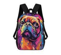 sinyumoney Colorful Pug Art Print-14 Backpack School Bag Work Laptop Backpack Rucksack Bag for Boys/Girls/Teenagers 17inch