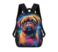 sinyumoney Colorful Pug Art Print-17 Children's Backpacks School Backpack 3D Printed for Kids Travel Rucksacks Book Bags Kids 17inch School Bag