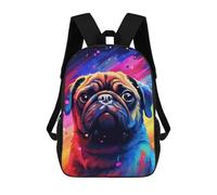 sinyumoney Colorful Pug Art Print-18 Backpack School Bag Lightweight Airport College Students Back Pack for School/Work/Travel 17inch