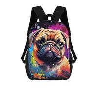 sinyumoney Colorful Pug Art Print-21 School Backpack Secondary Causal Travel High School Bags for Camping Outdoor Adventures And Daily Travel 17inch