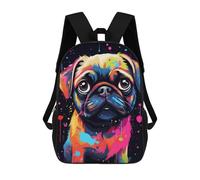 sinyumoney Colorful Pug Art Print-23 Kids Backpack, Backpack School Bag, Backpacks Kids School 3D Printed School Bags for Elementary And Middle School Students Teens Birthday Gift 17inch