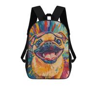 sinyumoney Colorful Pug Art Print-6 Backpack School Computer Rucksack for School/Work/Travel- Perfect for Travel, Work And Daily Use 17inch