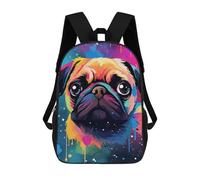 sinyumoney Colorful Pug Art Print-6 School Bags Computer Rucksack for School/Work/Travel for Camping Outdoor Adventures And Daily Travel 17inch