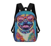 sinyumoney Colorful Pug Art Print-7 School Bags School Secondary High School College Backpack Travel for Boys/Girls/Teenagers 17inch