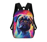 sinyumoney Colorful Pug Art Print Children's Backpacks School Backpack 3D Printed for Kids Travel Rucksacks Book Bags Kids 17inch School Bag