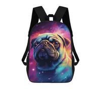 sinyumoney Colorful Pug Galaxy Art Print School Bags School Secondary High School College Backpack Travel for Men, Women & Teenage Boys 17inch