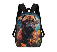 sinyumoney Colorful Pug in Flowers Backpack School Backpack Kids School Bag Large Capacity Kids Backpack for School Rucksack 3D Book Bag Gifts for Kids 17inch