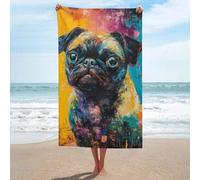 sinyumoney Colorful Pug Painting Artwork Towels Bathroom Lightweight Soft Absorbent Beach Towel Perfect The Home 130cm*80cm