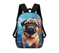 sinyumoney Colorful Pug Painting Backpack School Lightweight Airport College Students Back Pack for School/Work/Travel 17inch