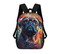sinyumoney Colorful Pug Portrait Backpack School Rucksack Casual Daypacks School Work Travel Bag for Camping Outdoor Adventures And Daily Travel 17inch
