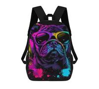 sinyumoney Colorful Pug with Sunglasses Backpack School Bag Business Durable Laptop Bag for Campus Outdoor Travel Sports 17inch
