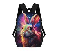 sinyumoney Colorful Rabbit Art Print-3 3D Printed 17inch School Bag Children's School Backpack Travel Backpacks Casual Fashion Bag for Kids School Students