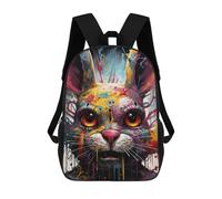 sinyumoney Colorful Rabbit Painting 3D Printed Children's School Backpack for Kids Travel Rucksacks Book Bags Kids School Bag 17inch