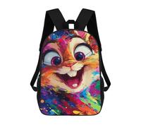 sinyumoney Colorful Rabbit Painting Art Print Rucksack Water Resistant Travel Backpack Computer Bag for Teenage Girls Boys Women Men 17inch
