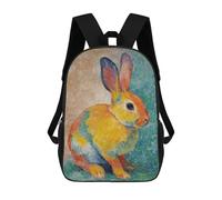 sinyumoney Colorful Rabbit Painting Backpack 3D Print Kids Bag Elementary Students Daypack Lightweight School Bag for Children Girls Boys Nursery Lunch Pack 17inch