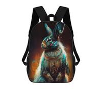 sinyumoney Colorful Rabbit Portrait -1 Children's Backpack, Schoolbag Large Capacity Students Bookbag Rucksack Knapsack for Boys Girls Adults Teen 17inch