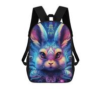sinyumoney Colorful Rabbit Portrait -3 Fashion Student School Backpack Suitable for Boys Girls Kids Casual Outdoor Travel Essential Daypack 17inch