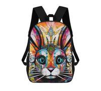 sinyumoney Colorful Rabbit Portrait-5 Children's Backpack, Schoolbag Large Capacity Students Bookbag Rucksack Knapsack for Boys Girls Adults Teen 17inch