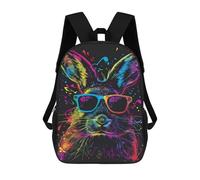 sinyumoney Colorful Rabbit Sunglasses Art Print-1 Backpack School Lightweight Airport College Students Back Pack for School/Work/Travel 17inch