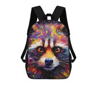 sinyumoney Colorful Raccoon Abstract Art Backpacks, Kids Backpack Student School Bag 3D Printed Travel Backpacks Fashion Accessory Backpack Children Waterproof School Bags 17inch