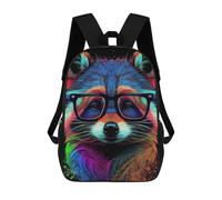 sinyumoney Colorful Raccoon Animals Kids Backpack, Kids School Bag 3D Printed School Backpacks for Boys And Teenager School Students 17inch