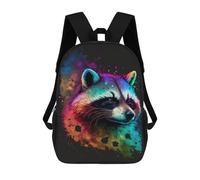 sinyumoney Colorful Raccoon Art Print 17inch School Bag 3D Printed Children's School Backpack Casual Fashion Travel Backpacks for Kids School Students