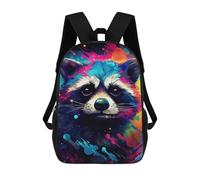sinyumoney Colorful Raccoon Art Print-2 Backpack School Bag High Secondary School Bags Casual Backpack - Perfect for Travel, Work And Daily Use 17inch