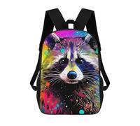 sinyumoney Colorful Raccoon Art Print-3 Backpack Cartoon Plush Bag, 3D Backpack for Kids School Bag Birthday Gift Idea for Boys And Girls 17inch