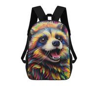 sinyumoney Colorful Raccoon Artwork-9 3D Printed Children's School Backpack for Kids High Capacity Travel Rucksacks Book Bags Kids School Bag Back Pack 17inch