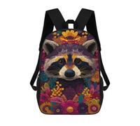 sinyumoney Colorful Raccoon Floral Art Print School Bags Computer Rucksack for School/Work/Travel for Camping Outdoor Adventures And Daily Travel 17inch
