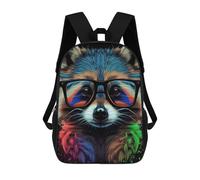 sinyumoney Colorful Raccoon Glasses Art 3D Printed School Bag Children's School Backpack Schoolbags Travel Backpacks Casual Fashion Bag for Kids School Students 17inch