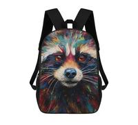 sinyumoney Colorful Raccoon Painting Kids Backpack, Backpack School Bag, Backpacks Kids School 3D Printed School Bags for Elementary And Middle School Students Teens Birthday Gift 17inch