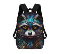 sinyumoney Colorful Raccoon Portrait-4 Backpack Kids School Bag Boys Cartoon 3D Print Students Schoolbag Laptop Daypack for Boys Girls 17inch
