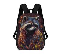 sinyumoney Colorful Raccoon Portrait Backpacks, Kids Backpack Student School Bag 3D Printed Travel Backpacks Fashion Accessory Backpack Children Waterproof School Bags 17inch
