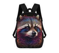 sinyumoney Colorful Raccoon Portrait Children's Backpack, Schoolbag Large Capacity Students Bookbag Rucksack Knapsack for Boys Girls Adults Teen 17inch
